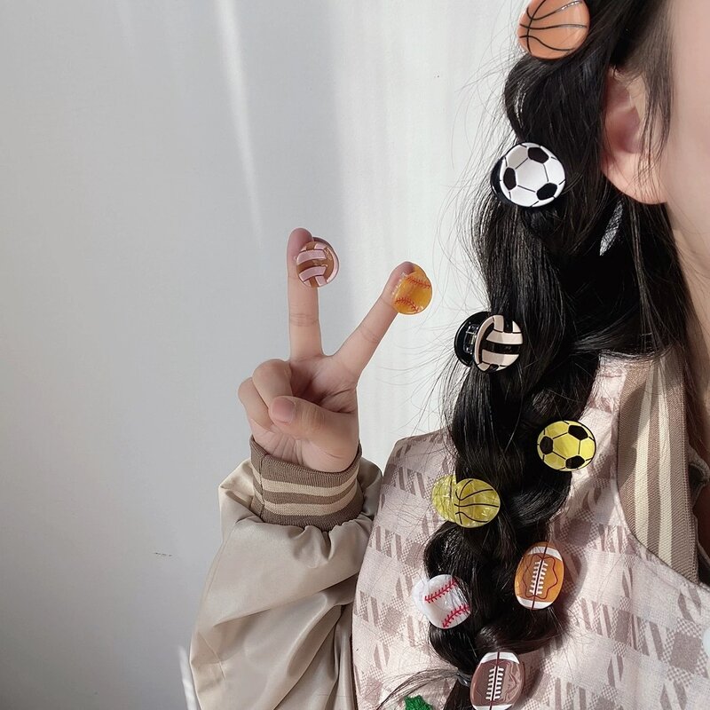 Hair Clamp Manufacturer - Small Mini Sport Basketball Rugby Football Acetate Claw Clip