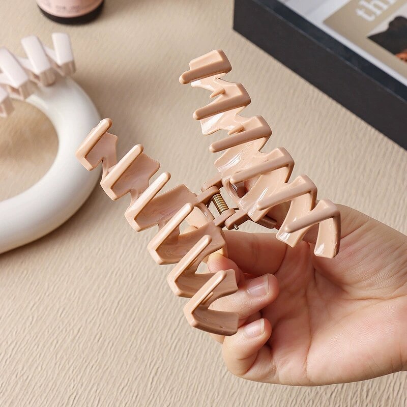 Hair Clamp Manufacturer - Custom 10.5cm Wavy Ponytail Holder Shark Jaw Big Zigzag