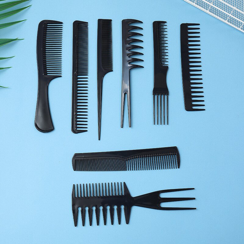 Hair Combs Set Manufacturer - 8pcs Toothcomb Barber Black Plastic Lice Wide Dandruff