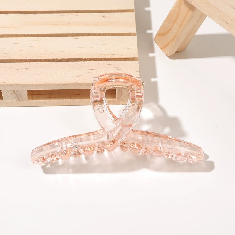 Hair Claw Clips Manufacturer - Wholesale 7cm Medium Plastic Straight Cross Shiny Clear