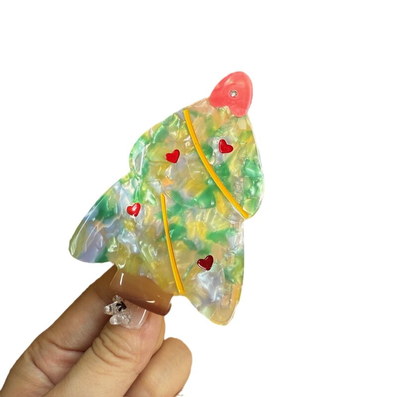 Hair Clamp Manufacturer - 8cm Funky Heart Rhinestone Christmas Tree Acetate Leaf Cactus