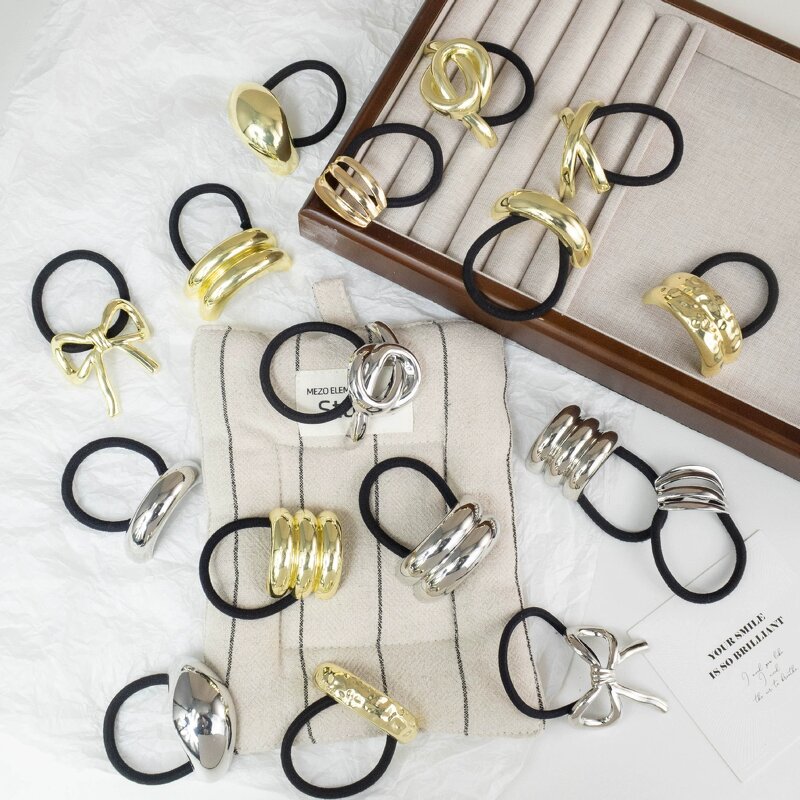 Hair Ties Manufacturer - Women Ponytail Elastic Buckle Rope Alloy Jewelry Black Pony