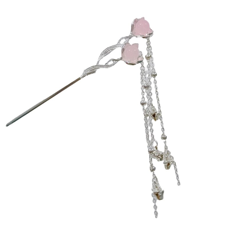 Hair Pins Manufacturer - Chinese Long Fork Clip Hanfu Opal Stone Flower Chop Sticks