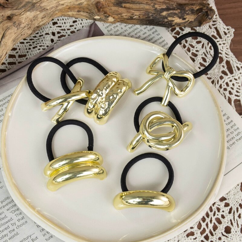 Hair Ties Manufacturer - Women Ponytail Elastic Buckle Rope Alloy Jewelry Black Pony