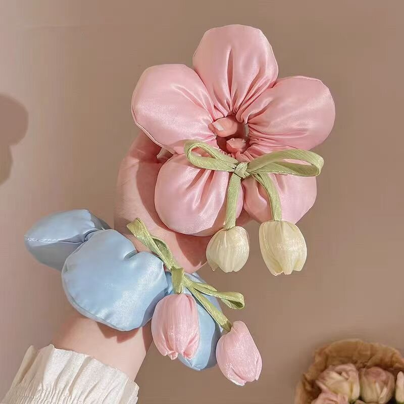 Scrunchies Manufacturer - Elastic Hair Band Ribbon Ponytail Holder Flower Pillow Floral