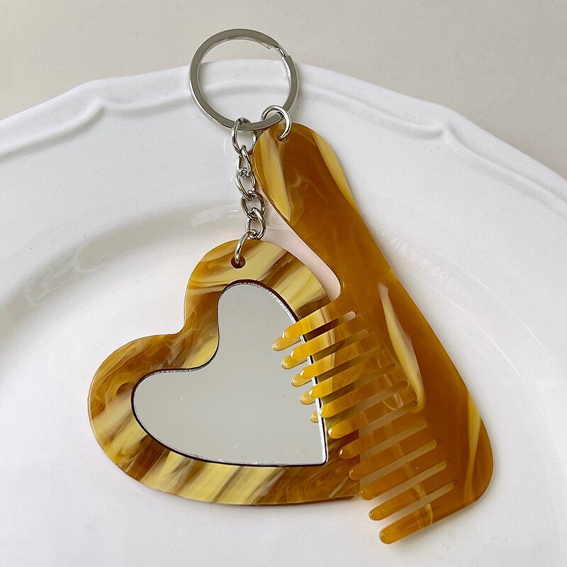 Comb Manufacturer - Heart Makeup Mirror Glitter Star Sequins Car Keychain Marble
