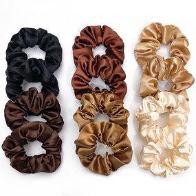Scrunchies Manufacturer - Custom Black Brown Cream Silk Satin Ponytail Holder