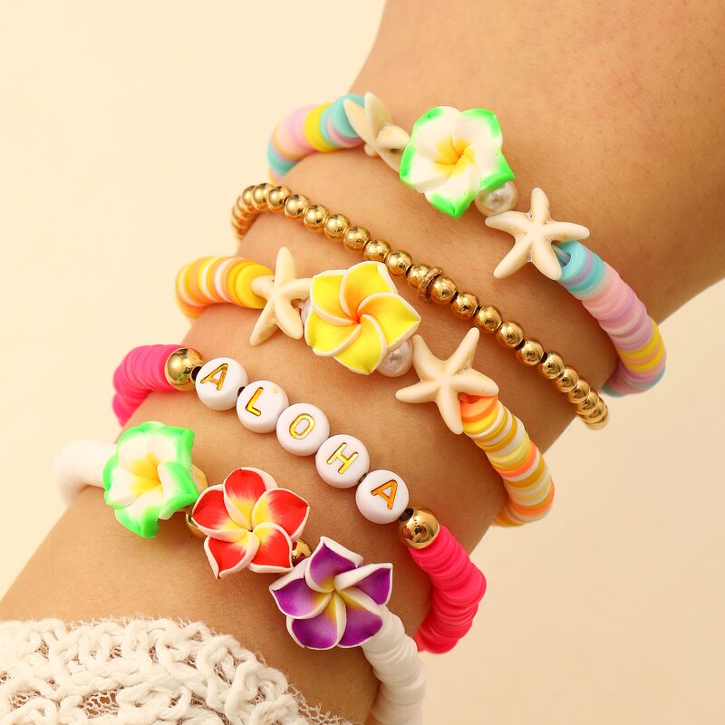 Bracelet Manufacturer - Sea Beach Bohemia Starfish Charm Friendship Frangipani Flower
