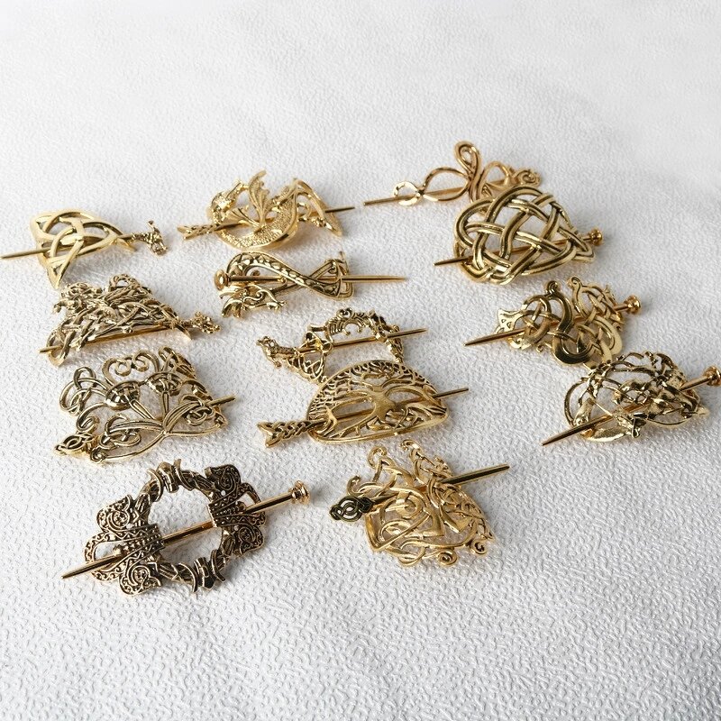 Hair Clip Manufacturer - Ancient Metal Knot Celtics Gold Hairpins Viking Goth Bun