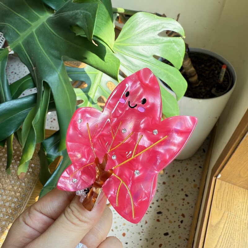 Hair Clamp Manufacturer - 8cm Funky Heart Rhinestone Christmas Tree Acetate Leaf Cactus