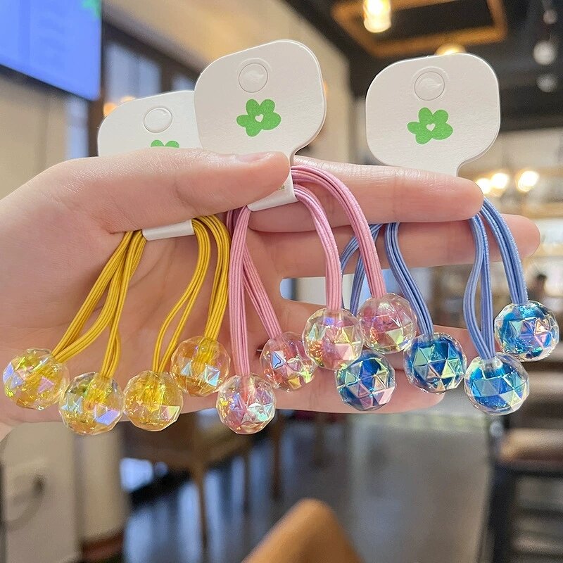 Hair Ties Manufacturer - Ponytail Holders Rope Elastic Kids Baby Bead Bling Two Balls