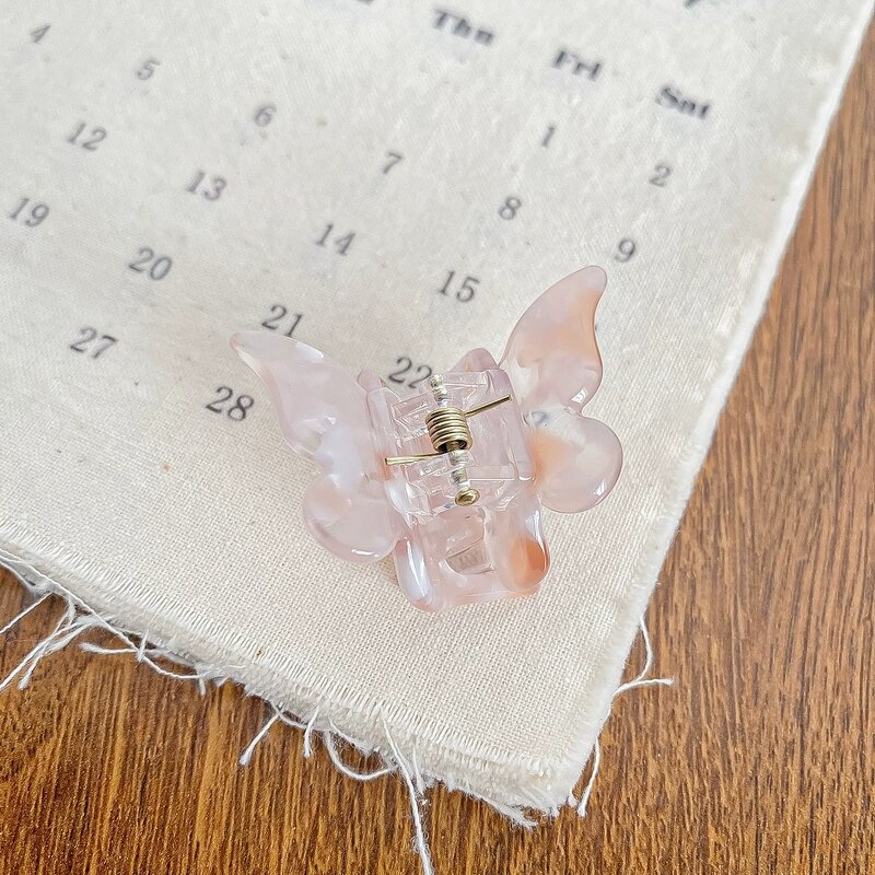 Hair Claw Manufacturer - Small Wave Wings Sweet Medium Acetate Pink Butterfly