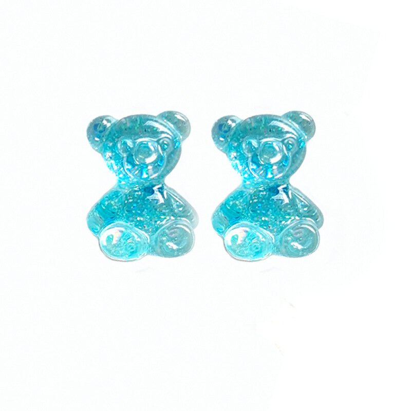 Earrings Manufacturer - Women Girls Cute Clear Sequin Candy Charm S925 Silver Teddy