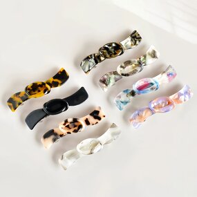 Hairgrip Manufacturer - Custom Spring Bow Knotted Classic Rectangle Acetate Barrettes