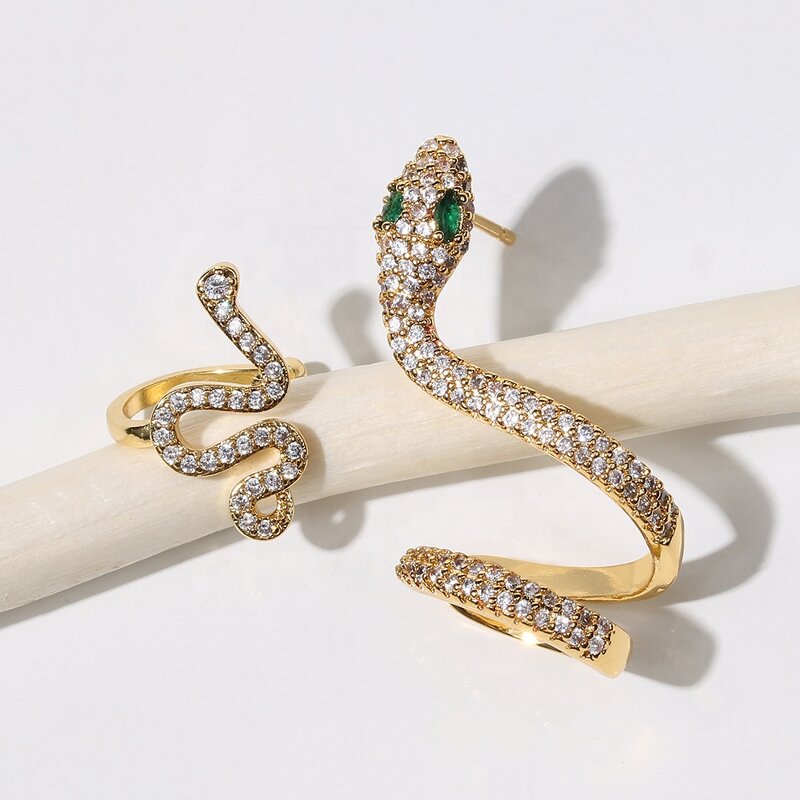 Earrings Manufacturer - Earring Cuffs Women Pierced Snake Shape Ear Cuff Warp Gold