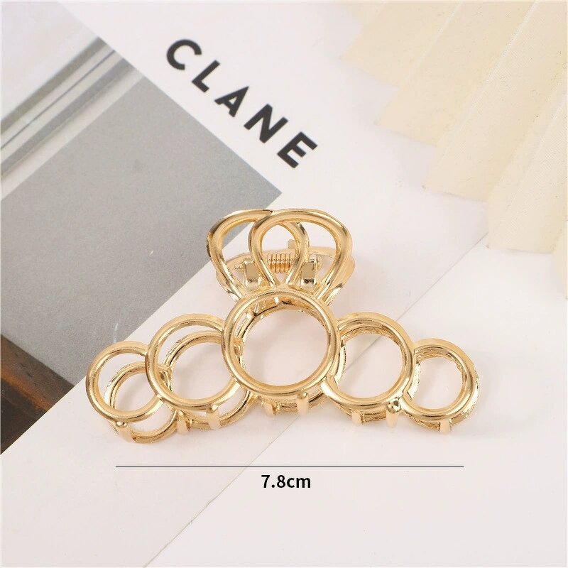 Hair Claws Manufacturer - Medium Shark Geometric Metallic Metal Claw Clip for Women