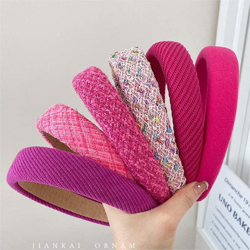 Hair Band Manufacturer - Wholesale Custom Pink Makeup Sponge Padded Crochet Tweed