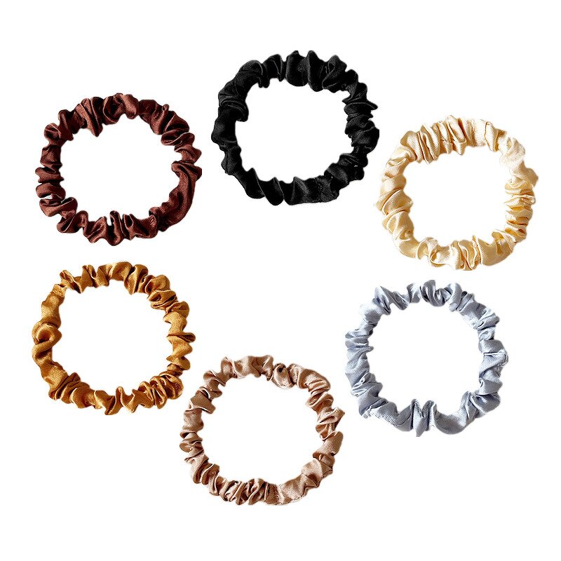 Scrunchies Manufacturer - Custom Black Brown Cream Silk Satin Ponytail Holder