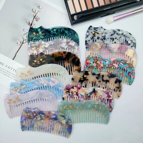 Hair Comb Manufacturer - 19 Teeth Personalized Wide Tooth Hotel Animal Cat Marble