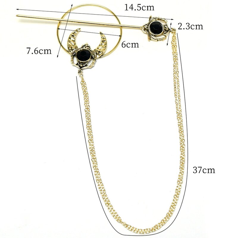 Hairpin Manufacturer - Circle Chain Branch Rhinestone Pan Bun Diamond Slide Metal