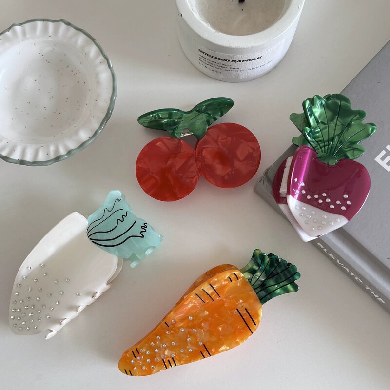 Hair Clamp Manufacturer - Big Funky Cherry Carrot Acetate Food Fruit Claw Clip