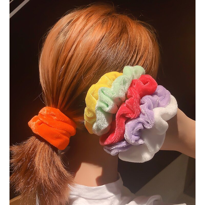 Scrunchies Manufacturer - Multicolor Bulk Soft Elastic Hair Band Fuzzy Plush Fluffy Velvet