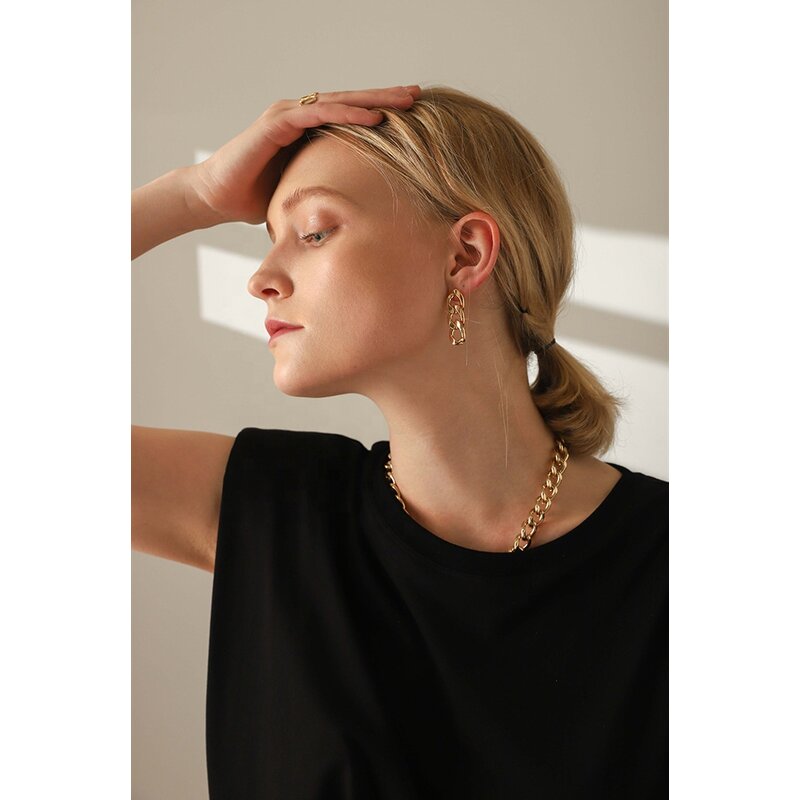 Earrings Manufacturer - New High End Waterproof Hypoallergenic Stainless Steel 18K Gold