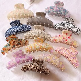 Hair Claw Manufacturer - Custom 10cm Large Ponytail Holder Dot Jaw Flat Horn Marble