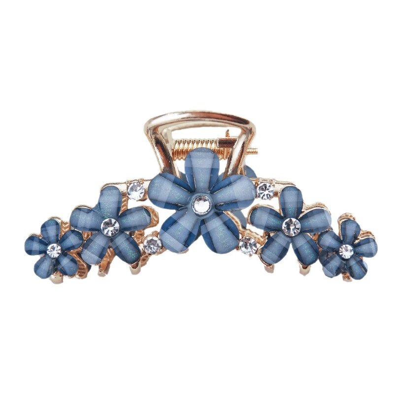 Hair Claws Manufacturer - Bulk Big Metal Hawaii Diamond Floral Metallic Rhinestone