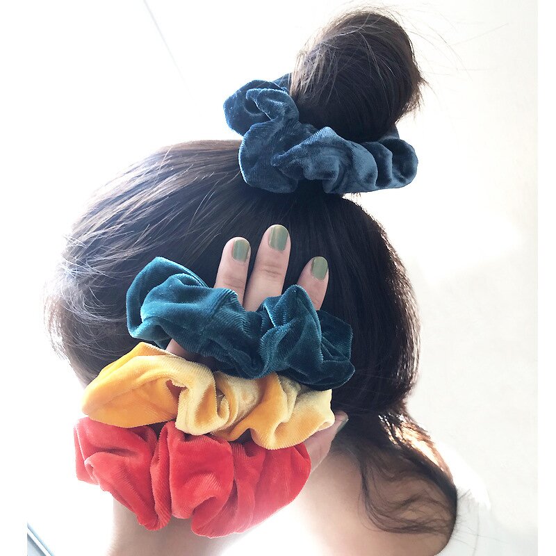 Scrunchies Manufacturer - Multicolor Bulk Soft Elastic Hair Band Fuzzy Plush Fluffy Velvet