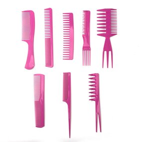Hair Combs Set Manufacturer - 8pcs Toothcomb Barber Black Plastic Lice Wide Dandruff