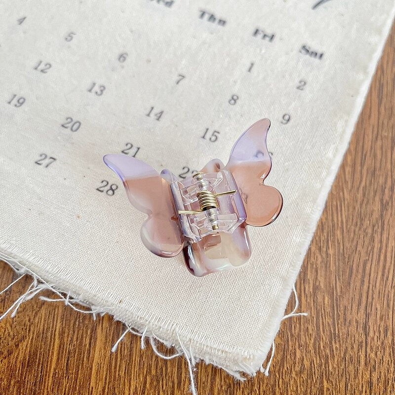 Hair Claw Manufacturer - Small Wave Wings Sweet Medium Acetate Pink Butterfly