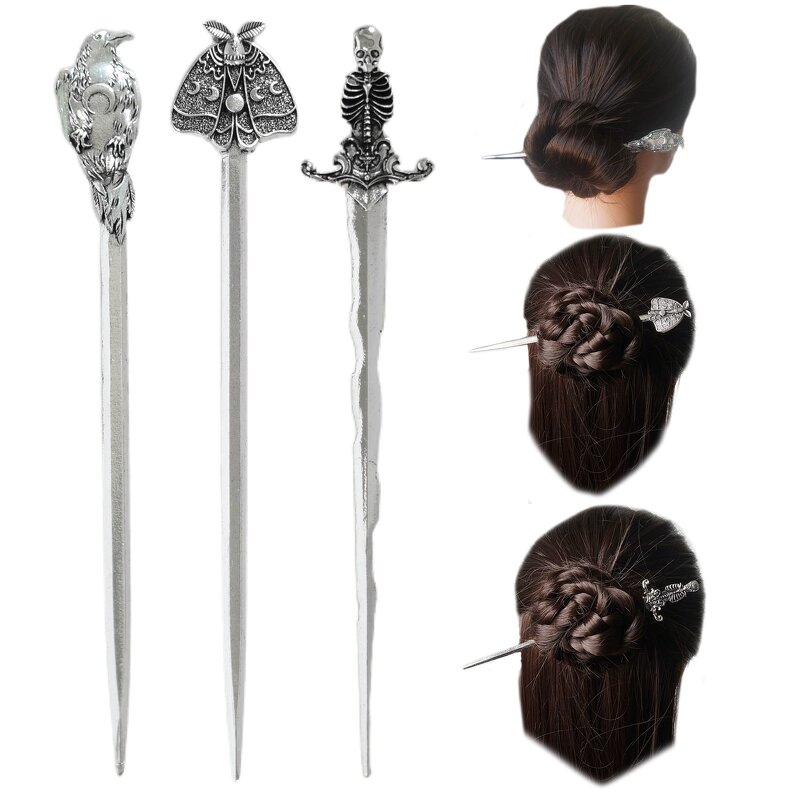 Hair Chopstick Manufacturer - 2025 Trendy Vintage Bat Sliver Black Alloy Animal