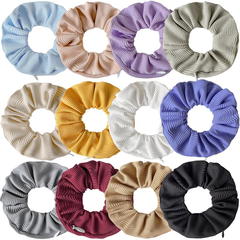 Hair Ties Manufacturer - Bulk Corduroy Striped Storage Ponytail Holder Gingham Zip