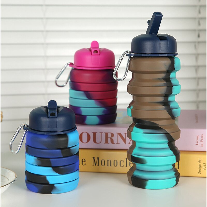 Silicone Water Bottle Manufacturer - Eco-friendly Outdoor Sports Foldable BPA FREE Safe Rainbow for Students