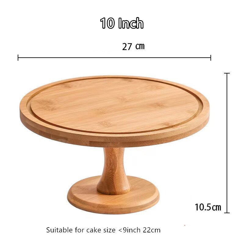 Bamboo Cake Stand Manufacturer - Multi-Functional Natural Plates Wooden Wedding Cupcake Display Tray with Glass Lid