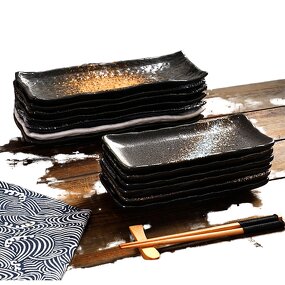 Ceramic Sushi Plate Manufacturer - Japanese Elegant Rectangular Porcelain Dinner Tray for Restaurant Appetizer Party BBQ