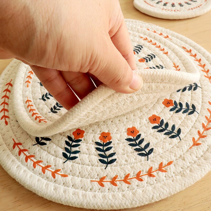 Cotton Linen Coaster Set Manufacturer - Woven Table Decoration Restaurant Home Bar New Home Handmade Placemat