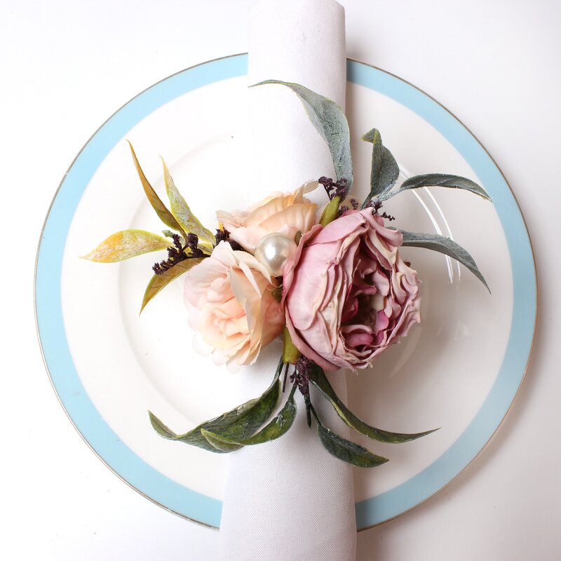 Napkin Ring Manufacturer - Handicraft Flower Rose Holders for Wedding Table Decorations