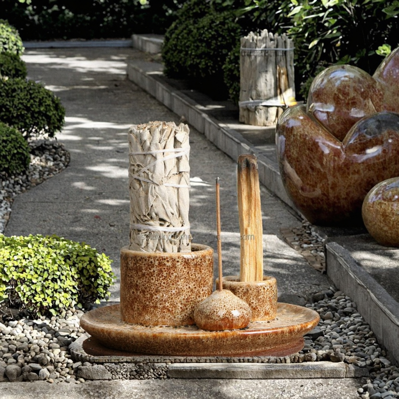 Ceramic Holder Manufacturer - Multi-Function Palo Santo Sticks Candle Sage Smudge Burner for Home Decoration