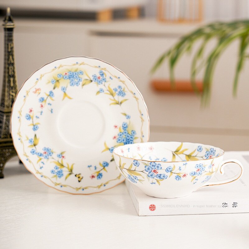 Coffee Cup Set Manufacturer - High Eco-Friendly Porcelain Modern Garden Design 250ml with Flowers Pattern for Afternoon Tea