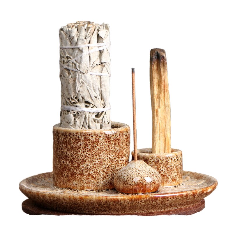 Ceramic Holder Manufacturer - Multi-Function Palo Santo Sticks Candle Sage Smudge Burner for Home Decoration