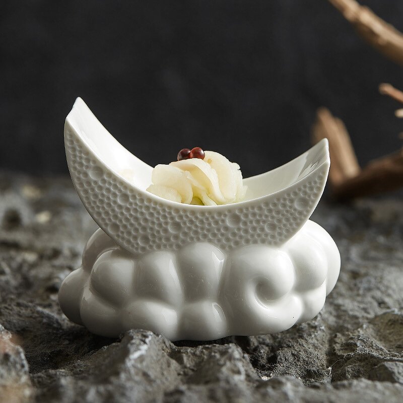 Ceramic Serving Tray Manufacturer - Unique Moon for Pasta Fruit Salad Sushi Snacks Sweet Dessert Dinner Plates Restaurant Party