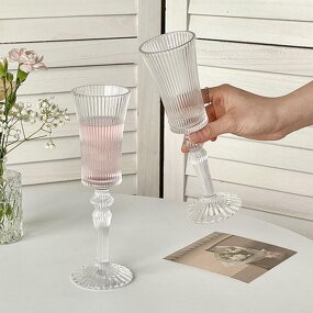 Wine Goblet Manufacturer - Vintage Ribbed Clear Stemmed Champagne for Hotel Wedding Party