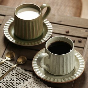 Ceramic Coffee Cup Set Manufacturer - Vintage Latte for Cafe Restaurant Office Drinking