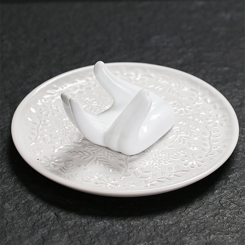 Ceramic Jewelry Tray Manufacturer - White Hand Shape Disc Sage Peruvian Wood Holy Wood Incense for Home Decorations