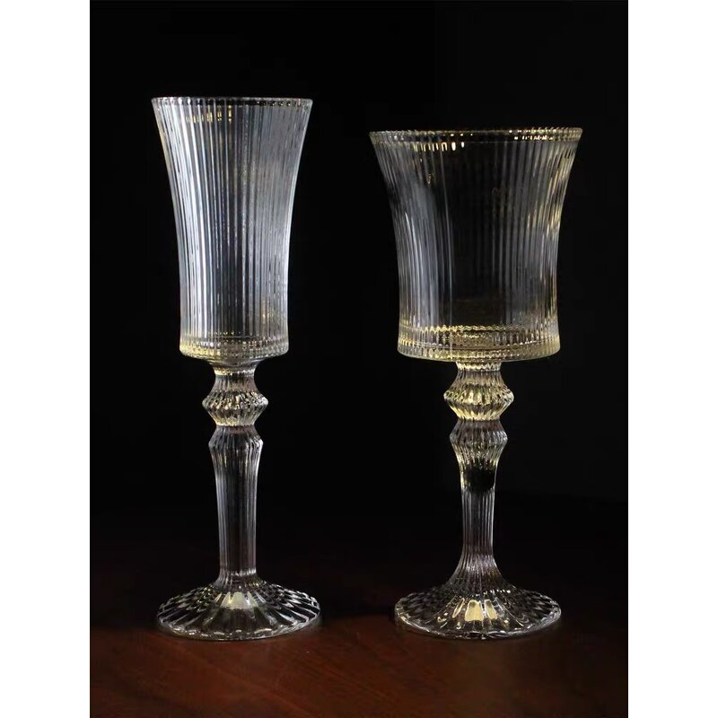 Wine Goblet Manufacturer - Vintage Ribbed Clear Stemmed Champagne for Hotel Wedding Party