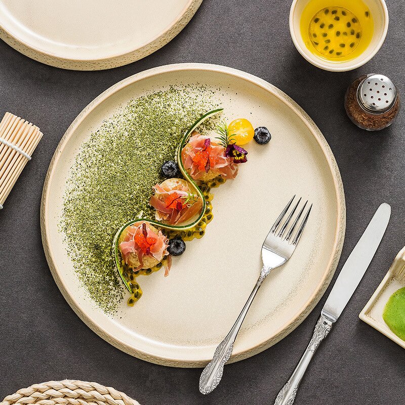 Ceramic Dinner Plate Set Manufacturer - Restaurant Rock Stone Design Flat Plates and Dishes