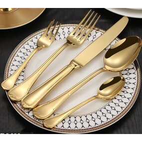 Stainless Steel Cutlery Set Manufacturer - Customized Logo 5Pcs Hotel Restaurant Knife Fork Spoon 304