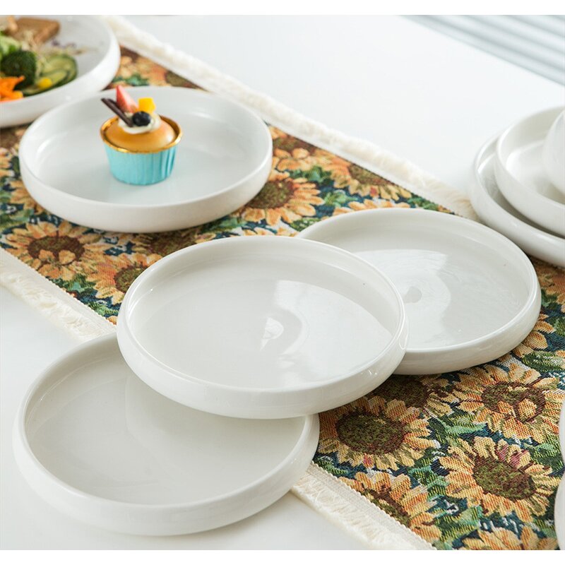 Porcelain Dinner Set Manufacturer - Top Quality White Glazed Ceramic Dessert Dishes Soup Bowls Home